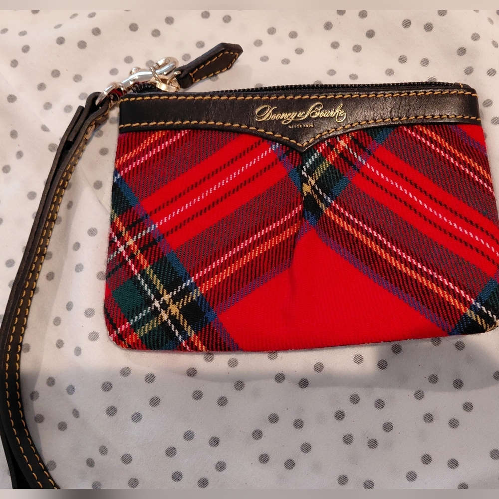 Dooney & Bourke Red Tartan Wool Wristlet